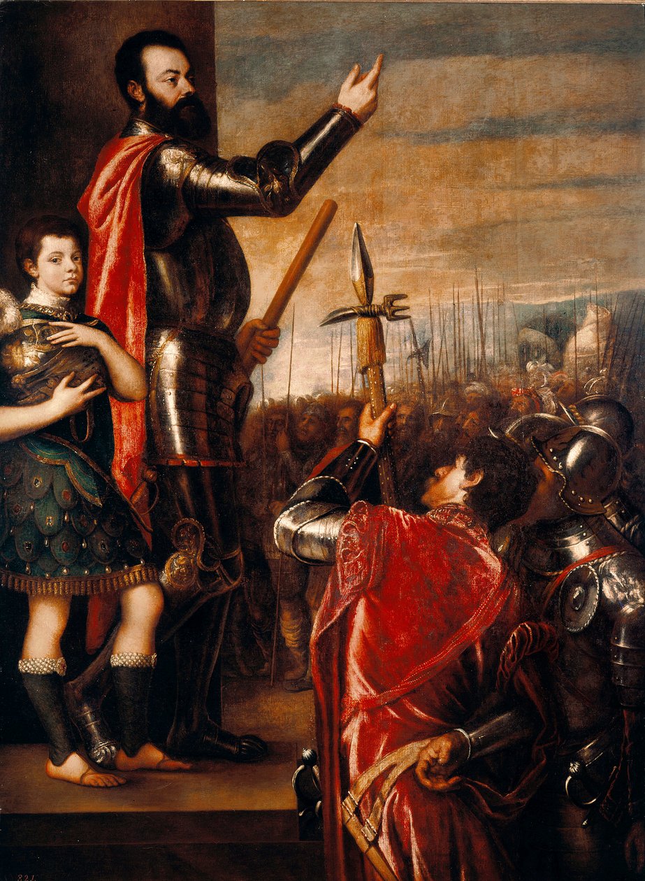 Alfonso de Avalos (1502-1546), condottiero (condottiere) beszéde. Tiziano Vecellio olasz festménye szerint a Tizian (kb. 1490 -1576) 1540-1541 Méret: 223x165 cm Madrid, Prado Múzeum alkotó: Tiziano Vecelli