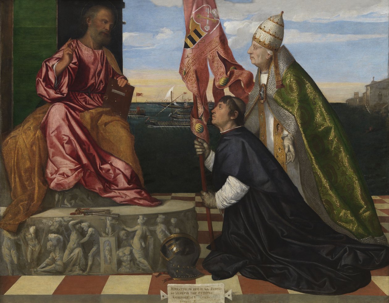 Holland: Jacopo Pesaro, Páfosz püspöke, akit VI. Sándor pápa Szent Péternek ajándékoz Jacopo Pesaro, Páfosz püspöke, akit VI. Sándor pápa Szent Péternek ajándékoz. alkotó: Titian
