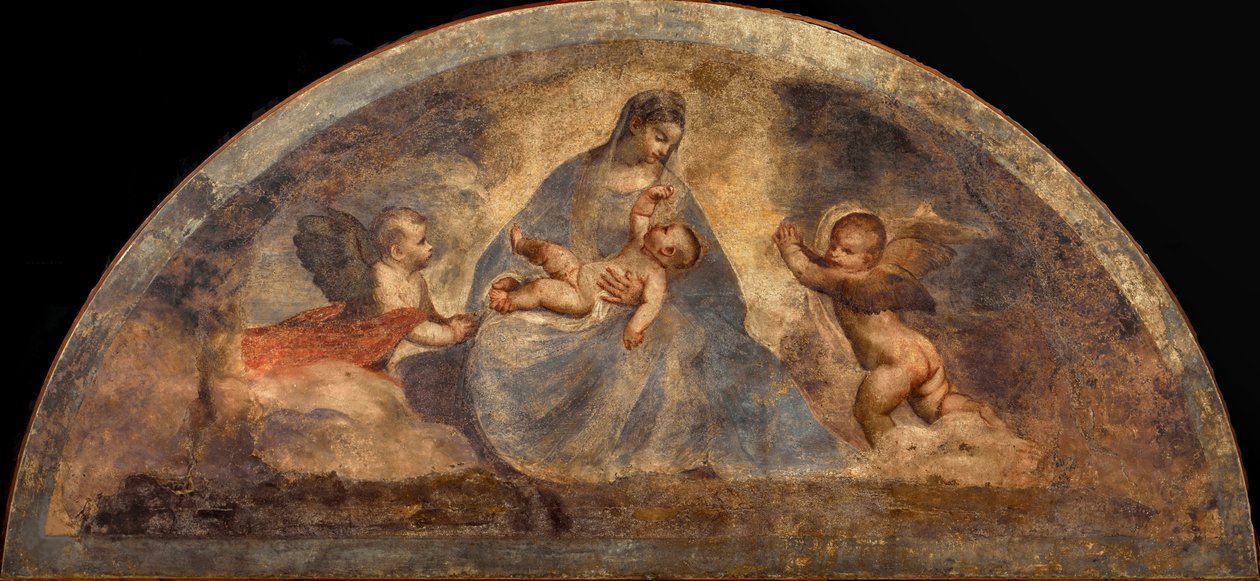 Madonna és gyermek két angyallal, c. 1519. alkotó: Titian