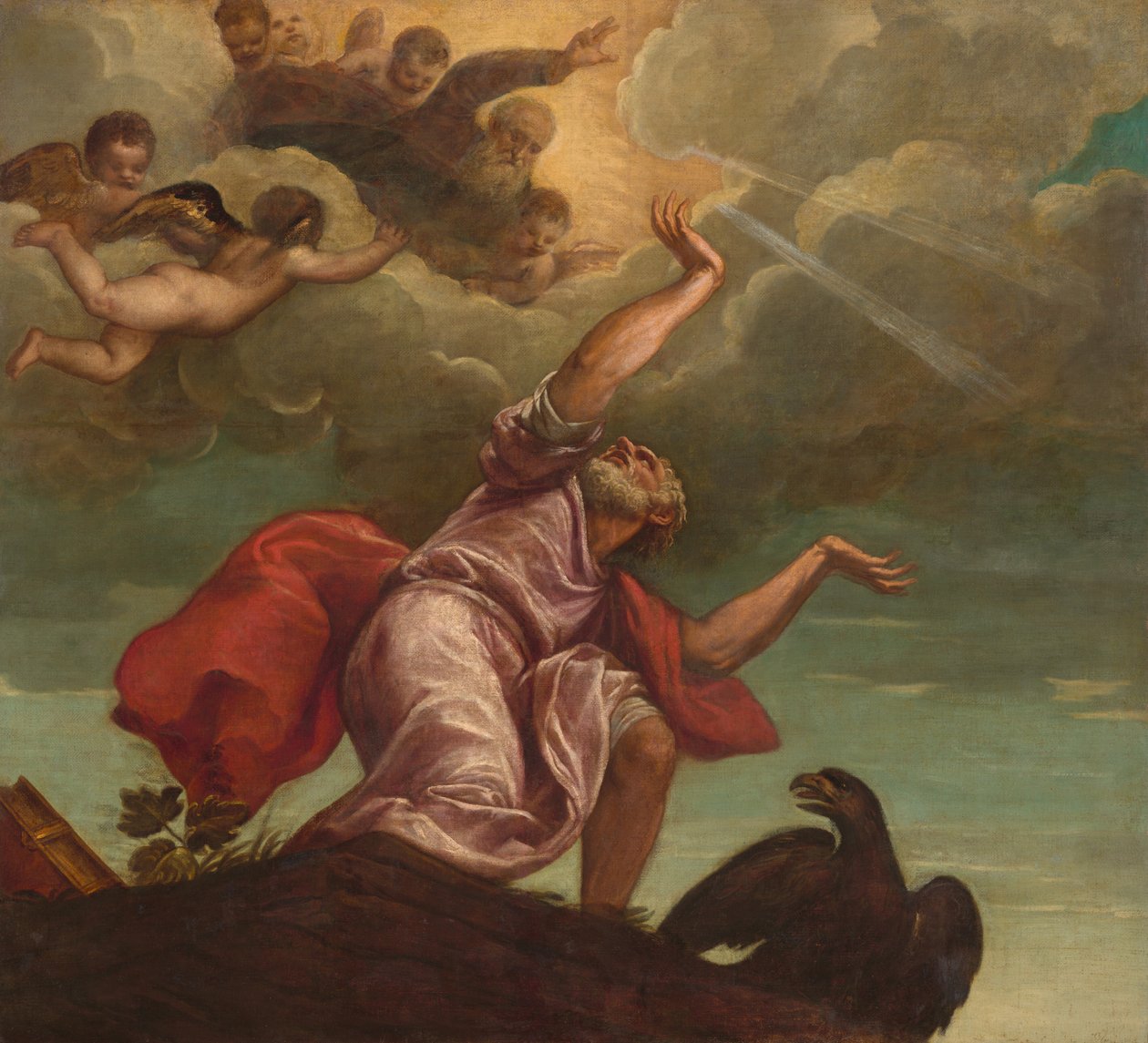 Szent János evangélista Patmoszon, c. 15531555 alkotó: Titian,
