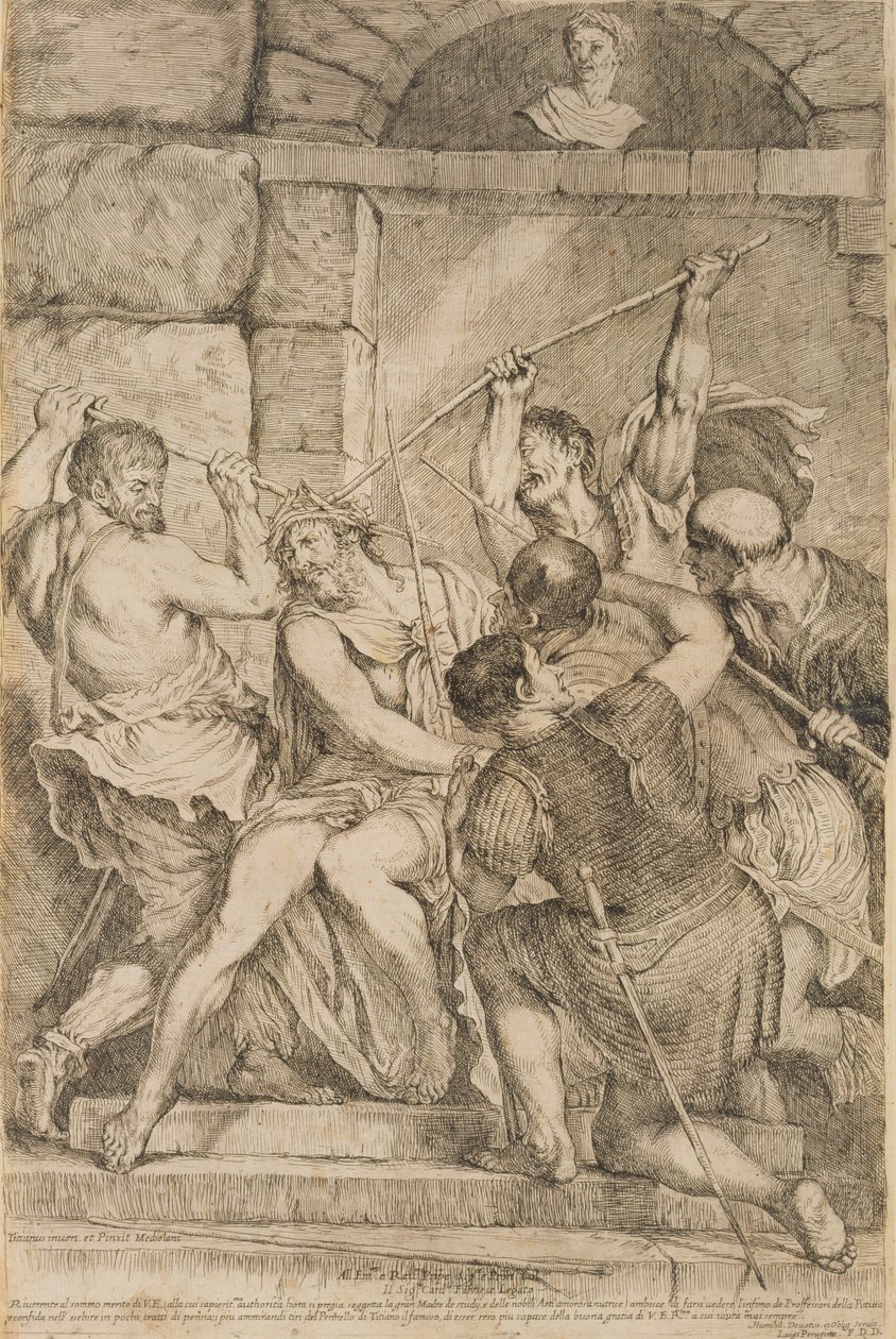 A töviskoronázás, Luigi Scaramuccia (1616-80) metszet 1675 (lásd: 60349) alkotó: Tiziano Vecelli