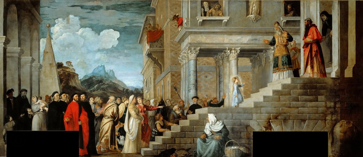 A Szűzanya bemutatása a templomban, 1534-1538. alkotó: Titian