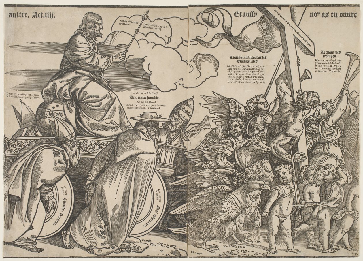 Trombiták és Krisztus szekere, 1511 körül alkotó: Tiziano Vecelli