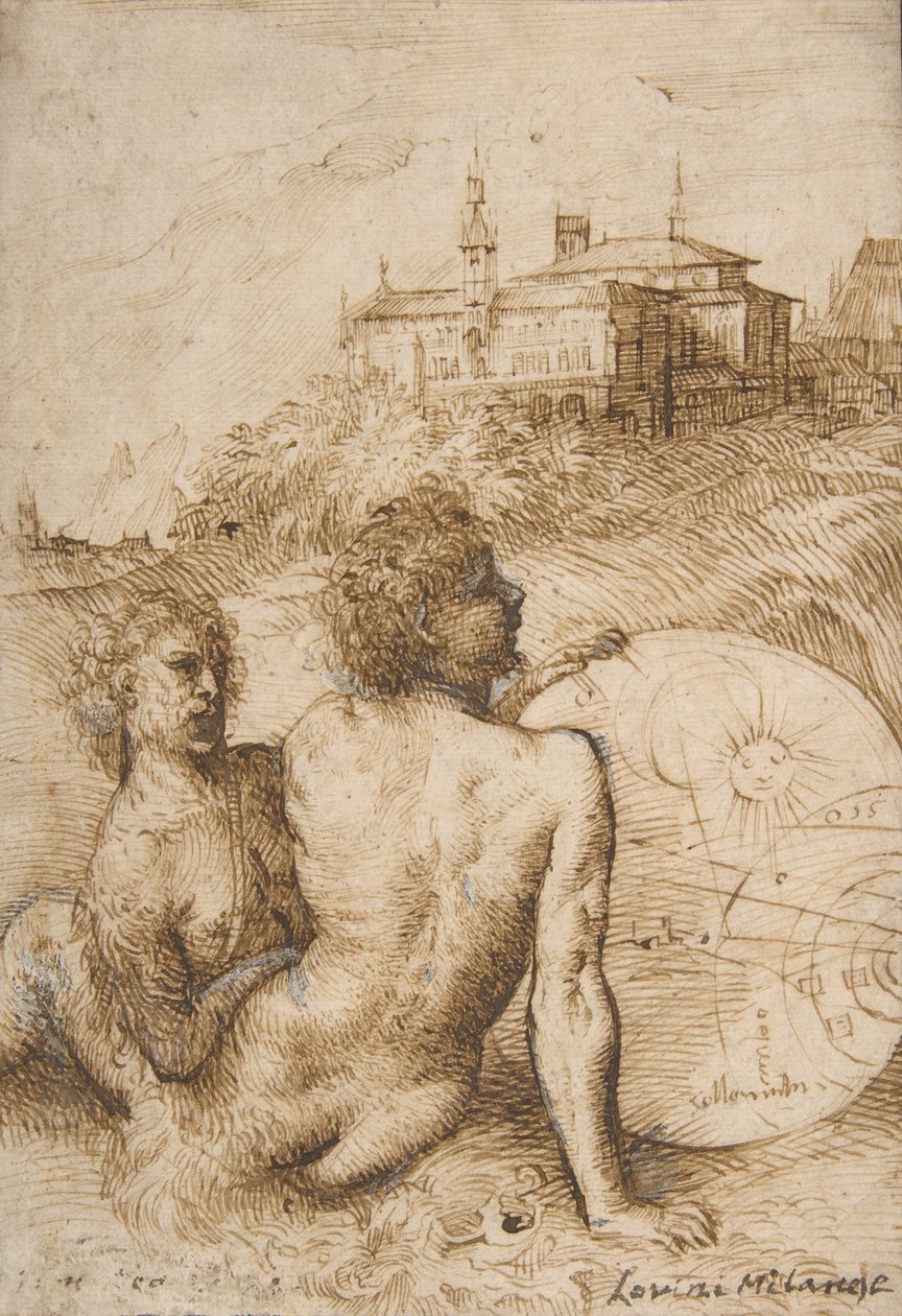 Két szatír egy tájban, kb. 1505-10. alkotó: Titian