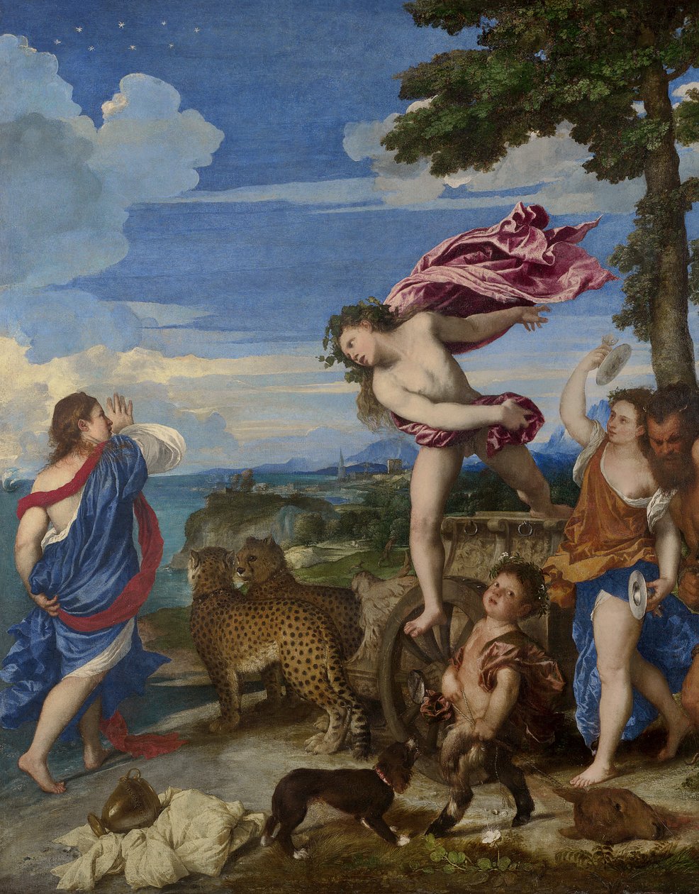 Bacchus és Ariadné, 1520-23 (restaurálás előtt) (273110 részlet) alkotó: Tiziano Vecelli