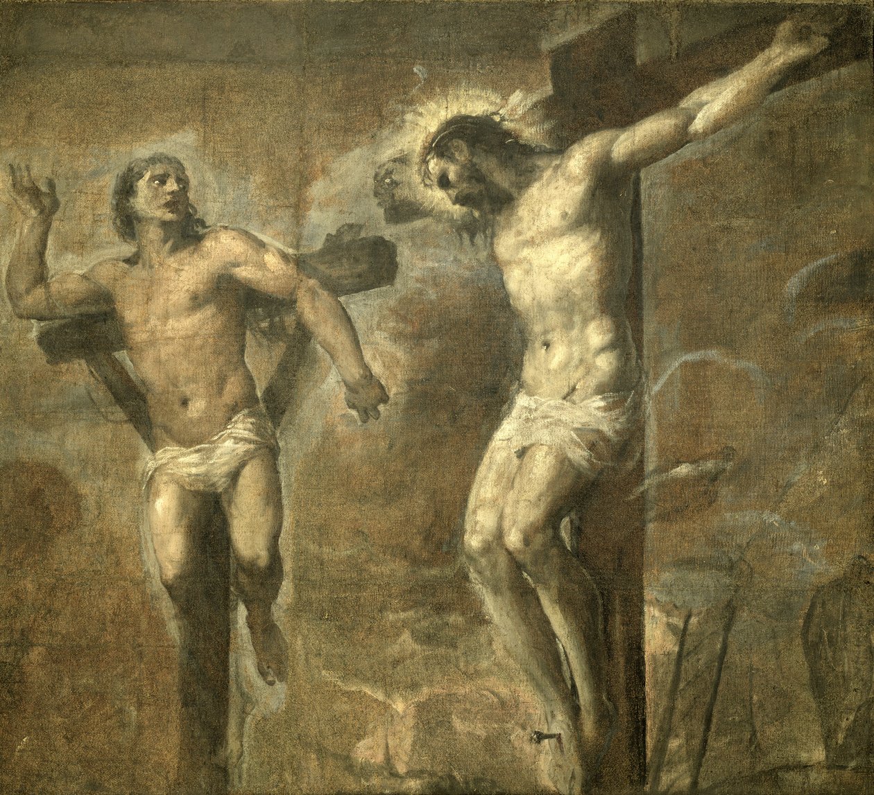 Krisztus a kereszten és a jó tolvaj, 1565 körül alkotó: Tiziano Vecelli