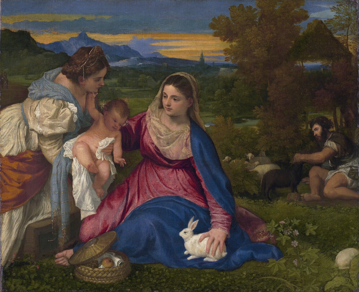 Madonna és nyúl nagyítóval alkotó: Tiziano Vecelli