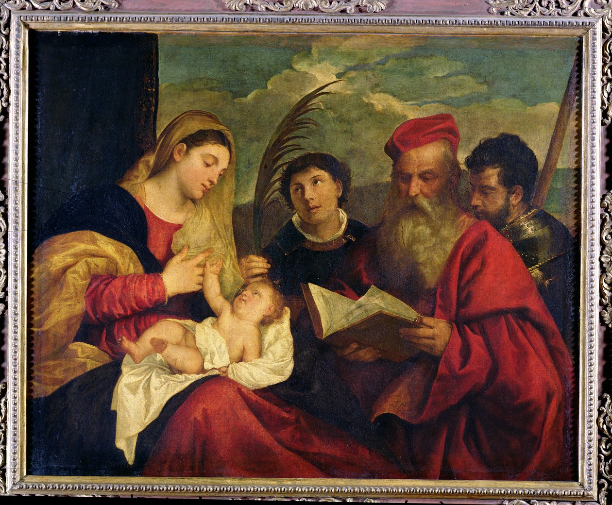 Madonna és gyermeke SS-sel. Stephen, Jerome és Maurice alkotó: Tiziano Vecelli