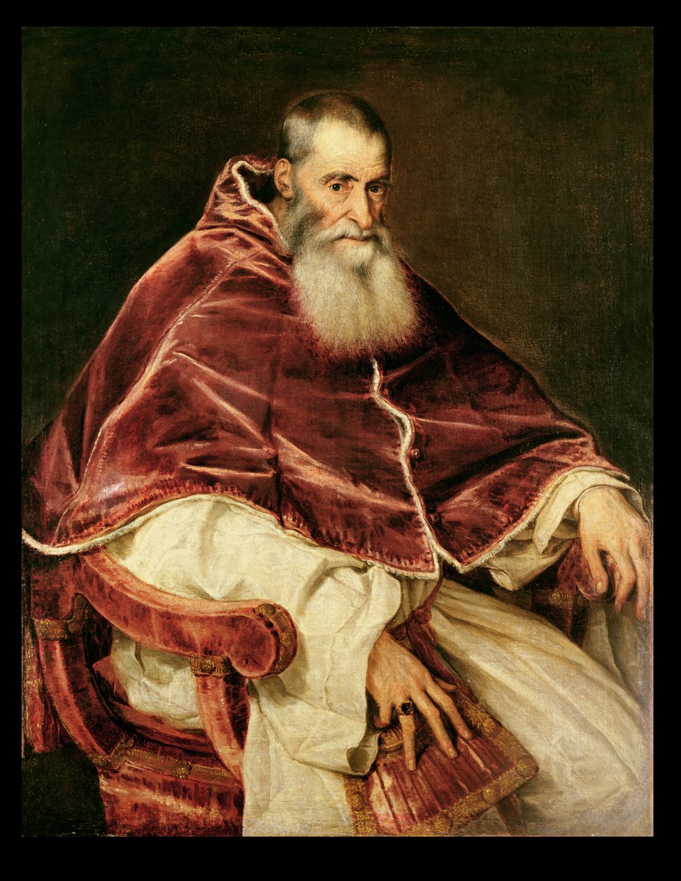 Alessandro Farnese (1468-1549) III. Pál pápa portréja, 1543 alkotó: Tiziano Vecelli