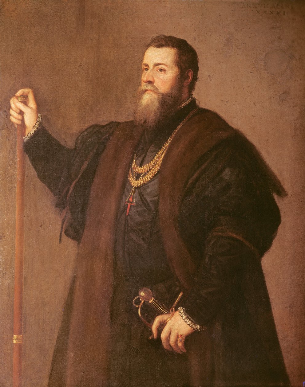 A Santiago-rend lovagjának portréja, 1542 alkotó: Tiziano Vecelli