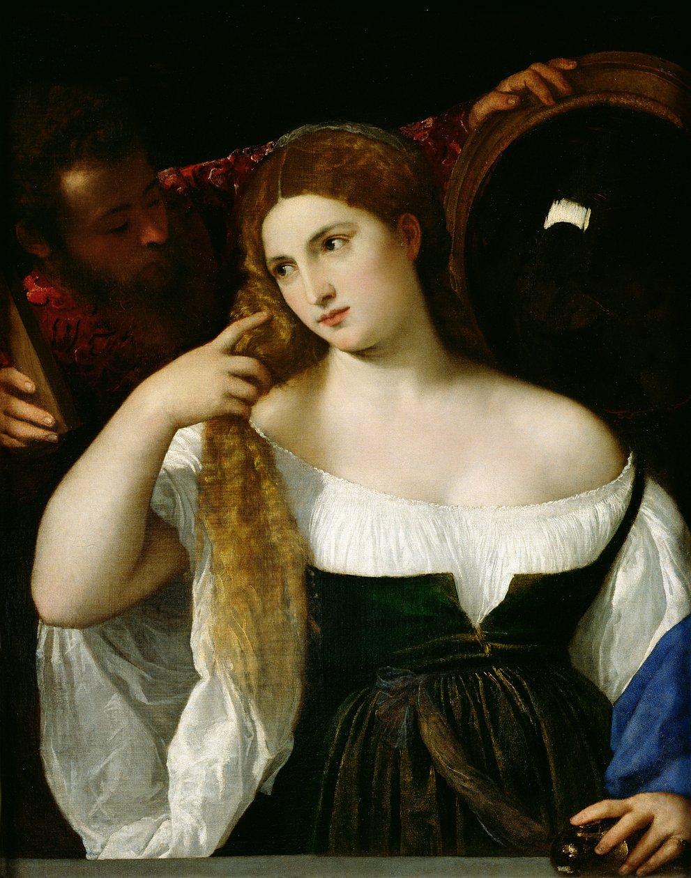 Egy nő portréja a vécéjében, 1512-15 alkotó: Tiziano Vecelli