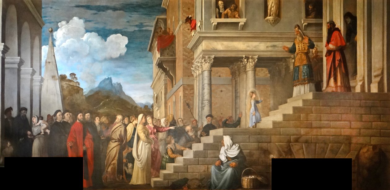 Szűz bemutatása a templomban alkotó: Tiziano Vecelli