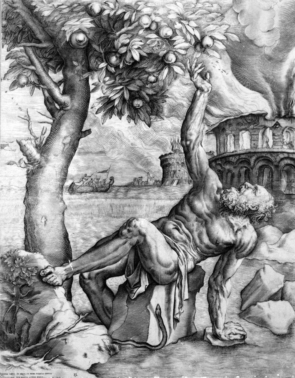 Tantalus, vésette Giulio Sanuto, 1550-es évek alkotó: Tiziano Vecelli
