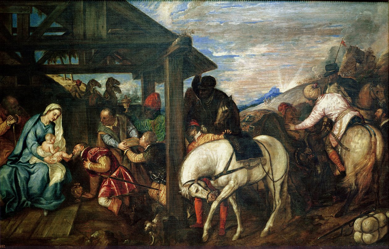 A mágusok imádása, 1561 körül alkotó: Tiziano Vecelli