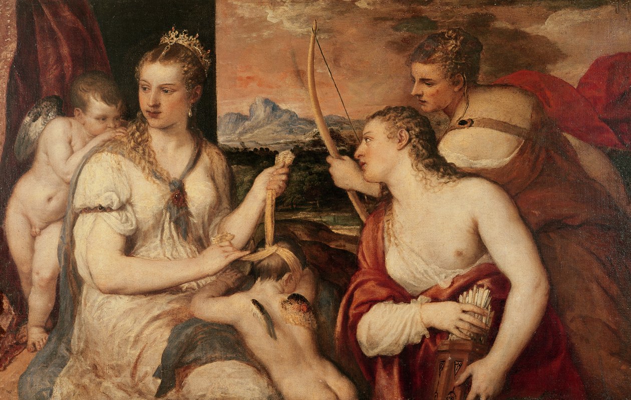 Ámor nevelése, 1565 körül alkotó: Tiziano Vecelli