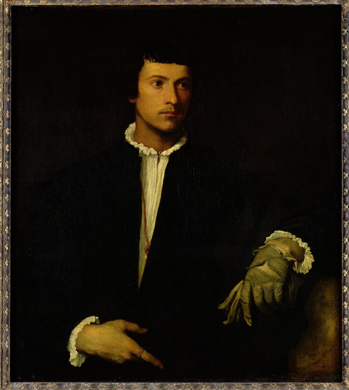 A férfi kesztyűs, 1520 körül alkotó: Tiziano Vecelli