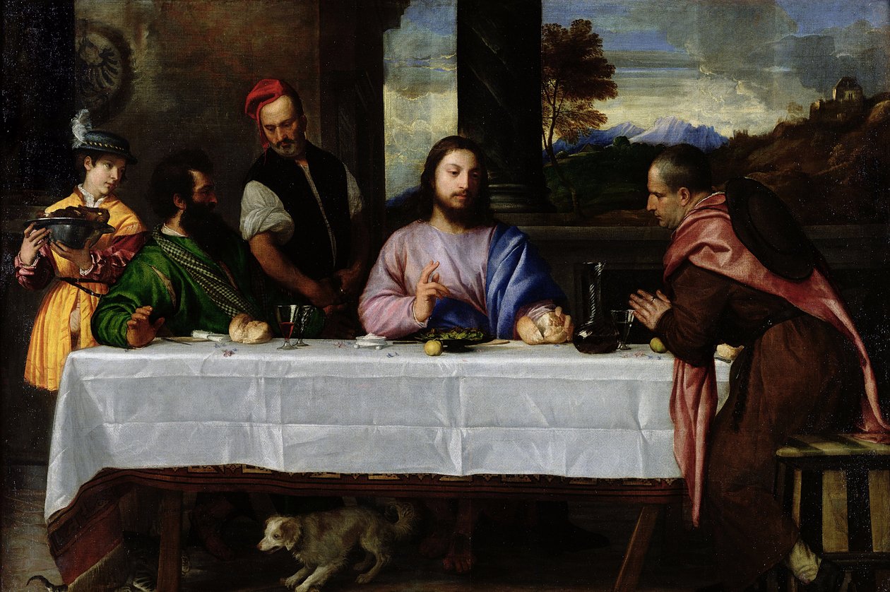 Vacsora Emmausban, 1535 körül alkotó: Tiziano Vecelli