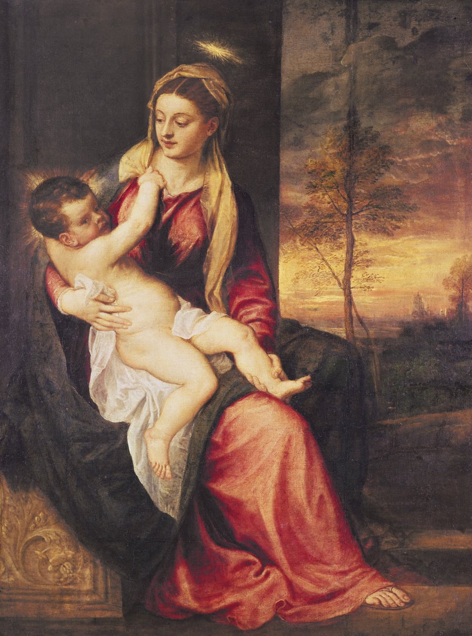 Szűz gyermekével naplementekor, 1560 alkotó: Tiziano Vecelli
