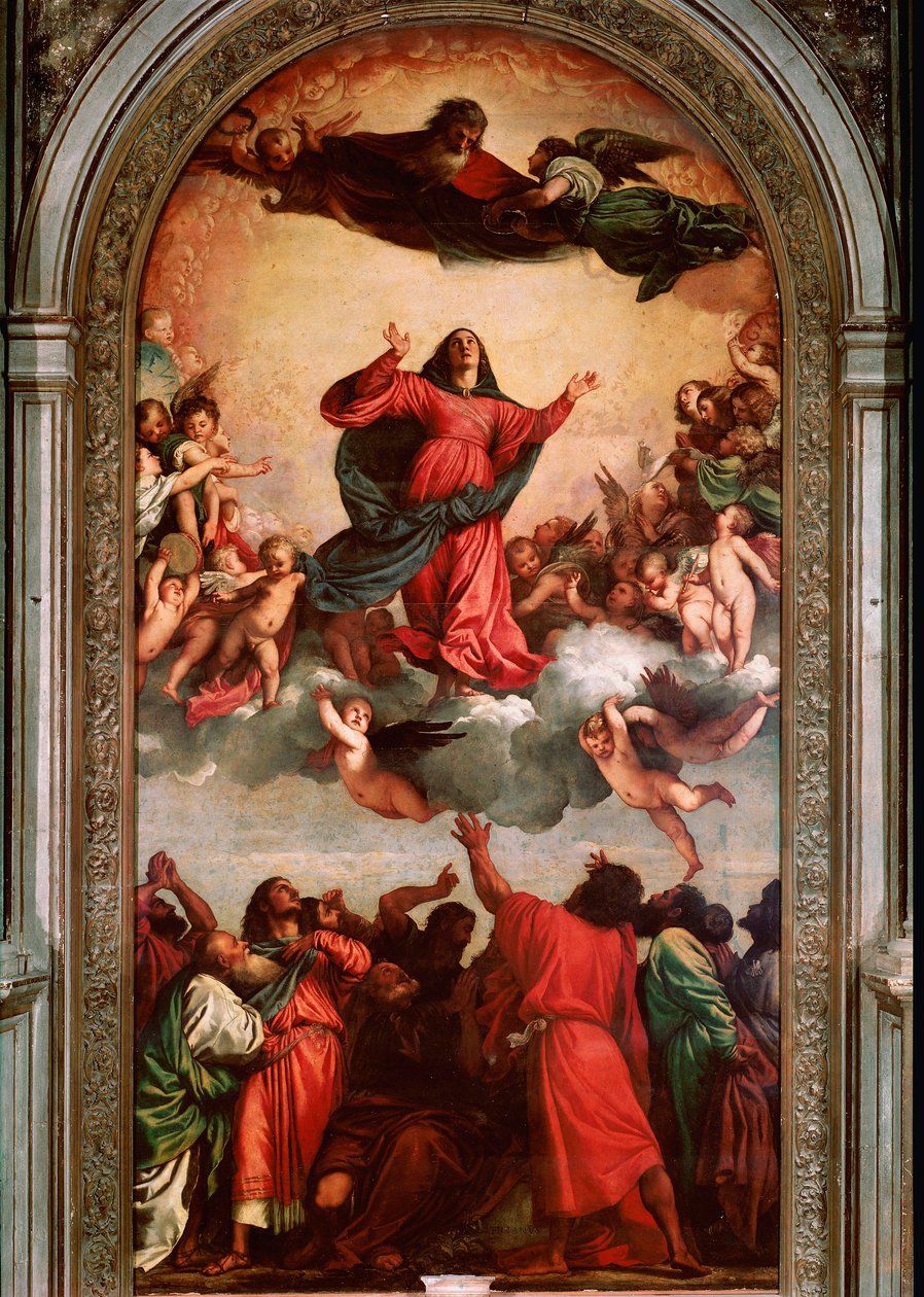 Tiziano Vecellio Nagyboldogasszony festménye, a Tizian (1485-1576) alkotó: Tiziano Vecelli