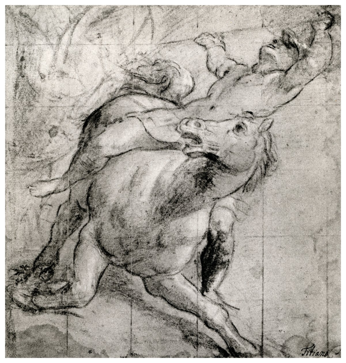 Horseman Falling, c1565, 1937 alkotó: Tiziano Vecelli