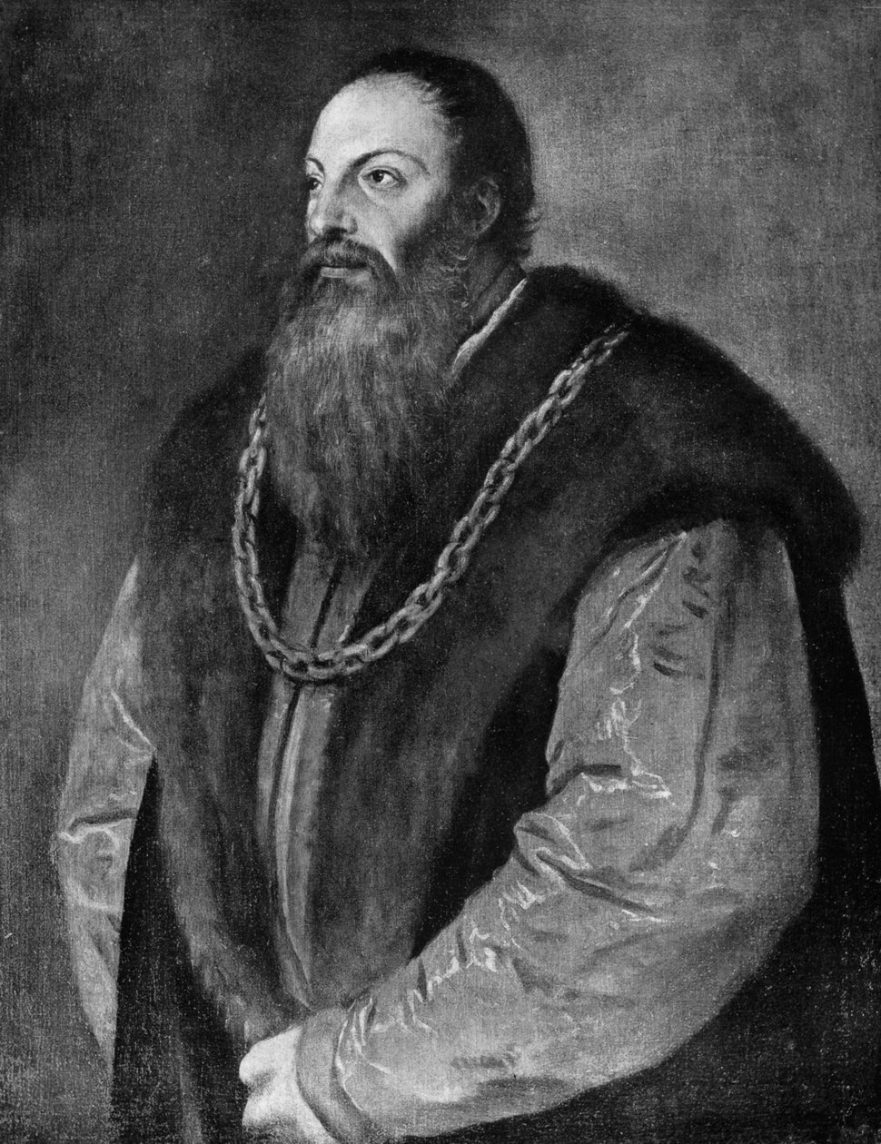 Pietro Aretino olasz író, drámaíró, költő és szatirikus, 1548-1551 1912. alkotó: Tiziano Vecelli
