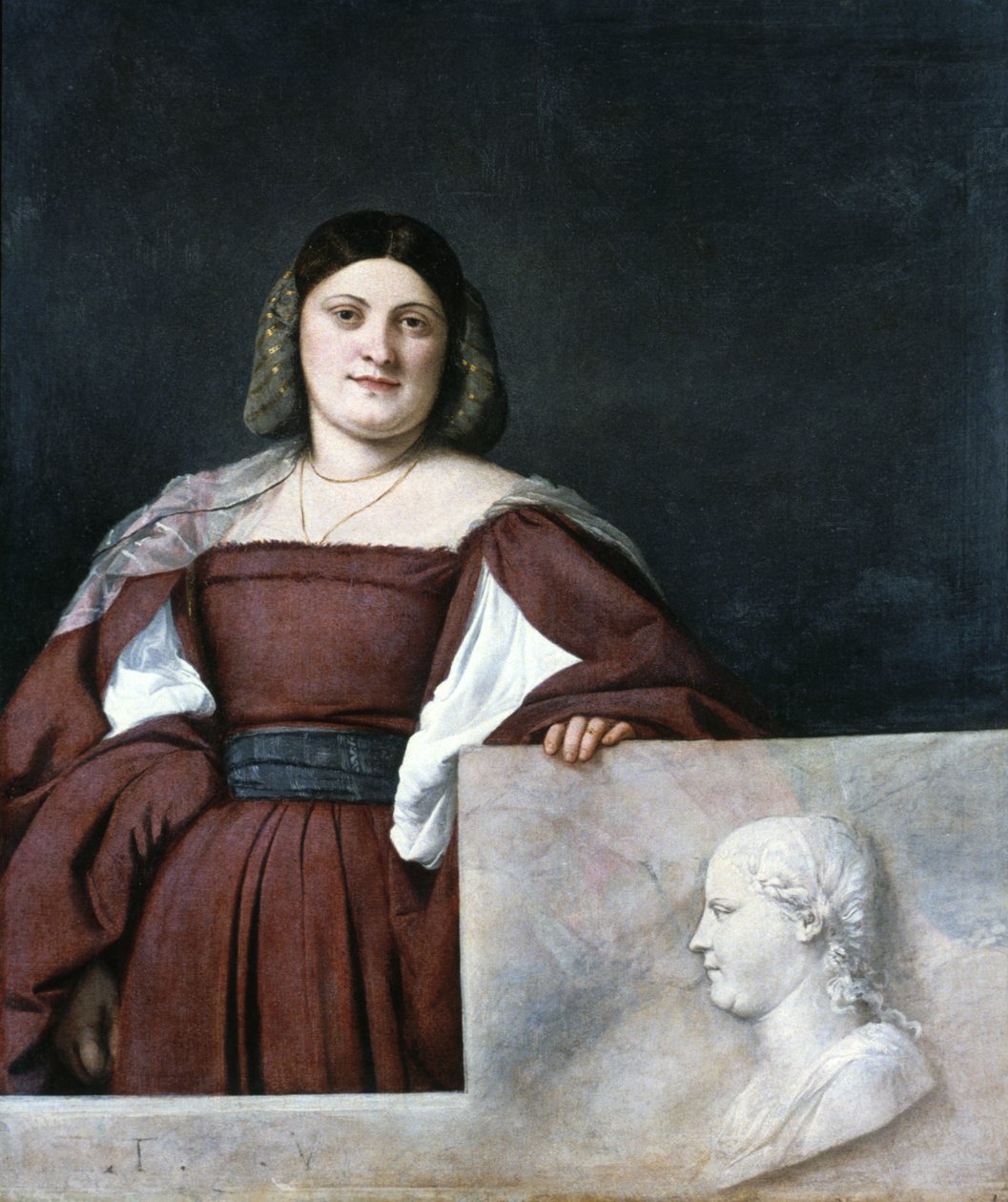 Egy hölgy portréja, La Schiavona A dalmát nő, c1510-1512 alkotó: Tiziano Vecelli