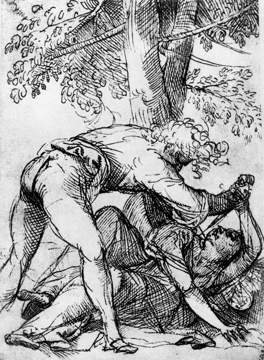 Vázlat a féltékeny férjhez a Scuola Del Santo-ban, c1510, 1937 alkotó: Tiziano Vecelli