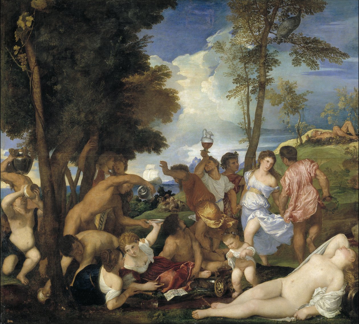 Az Andriánusok Bakchanálja, 1523-1526 alkotó: Tiziano Vecelli