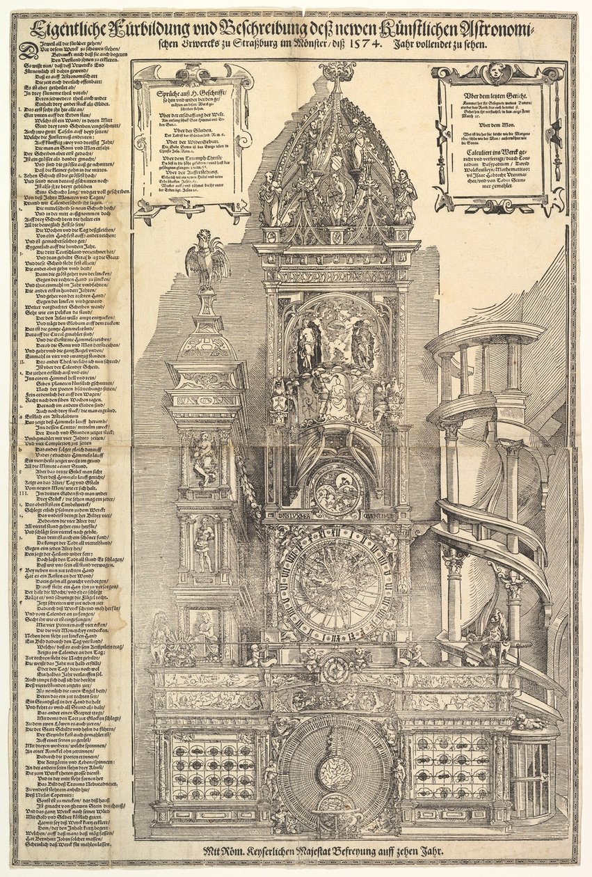 Csillagászati óra a strasbourgi katedrálisban, 1574. alkotó: Tobias Stimmer