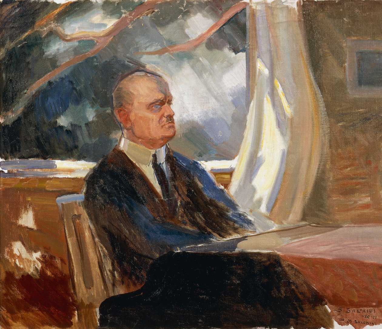 Jean Sibelius finn zeneszerző és hegedűművész portréja (Hameenlinna alkotó: Toivo Santeri Salokivi