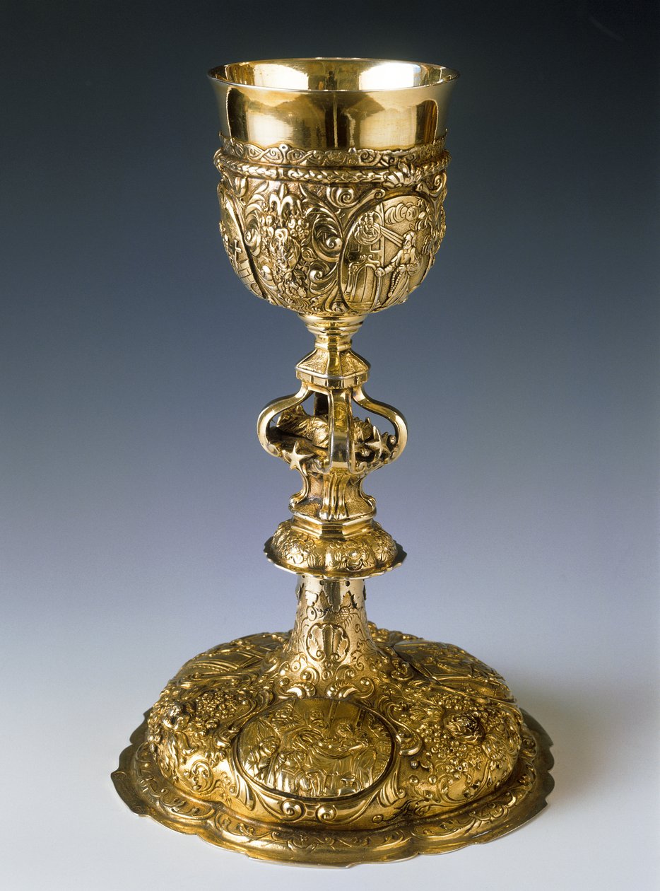 Ezüst kehely Nepomuki Szent János holttestének ábrájával, 1727-30 (ezüst) alkotó: Tomáš Drexel