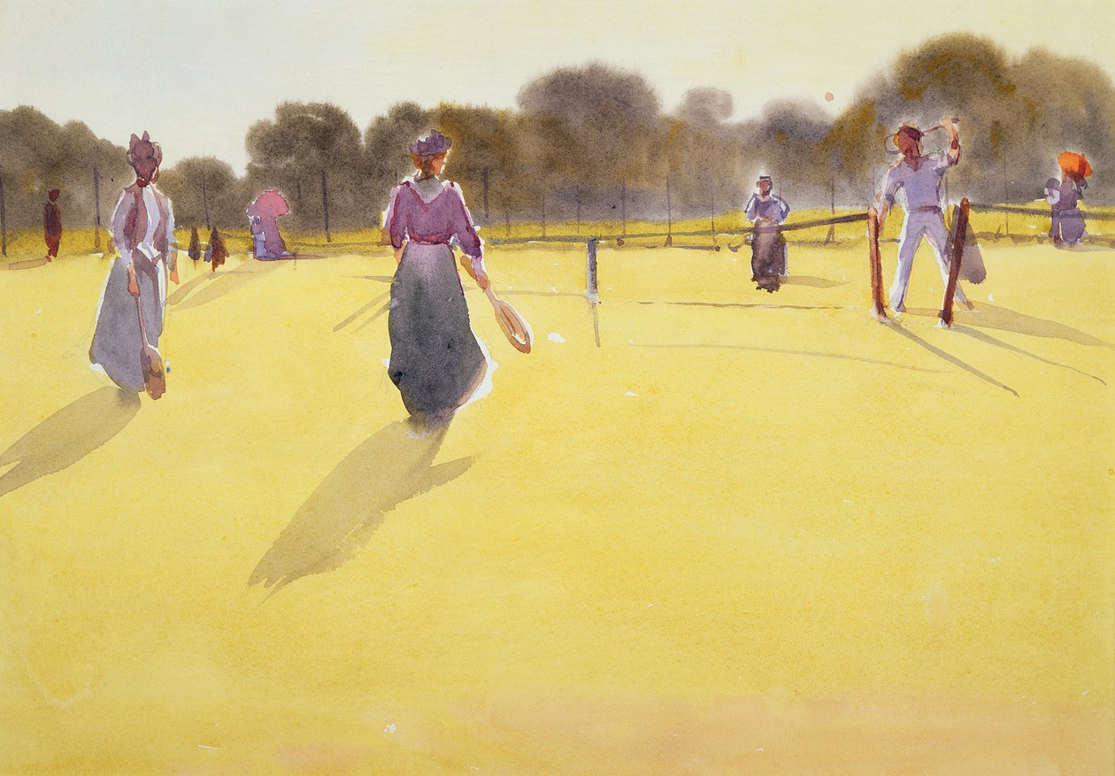 Edwardians a teniszben (akvarell papíron) alkotó: Tom Simpson