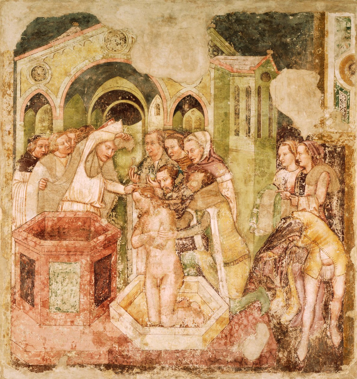 Szent Orsolya legendája: Anglia hercegének megkeresztelkedése, Tommaso da Modena (1326-1379), freskó, Santa Caterina templom, Treviso alkotó: Tomaso da (late 15th century) Modena