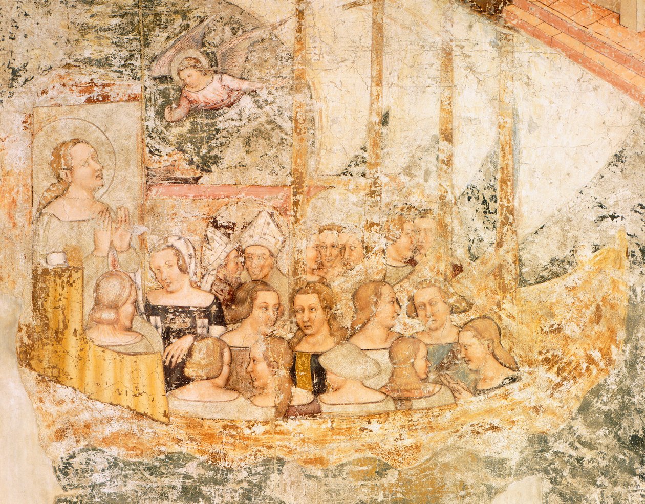 Hajózás Róma felé, részlet a Szent Orsolya történeteiből, Tommaso da Modena (1326-1379), freskó, részlet, Santa Caterina templom, Treviso alkotó: Tomaso da (late 15th century) Modena