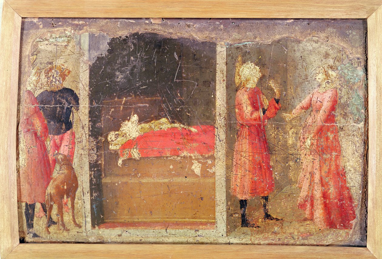St. Julian, az ispotályos története (tempera a panelen) alkotó: Tommaso Masaccio
