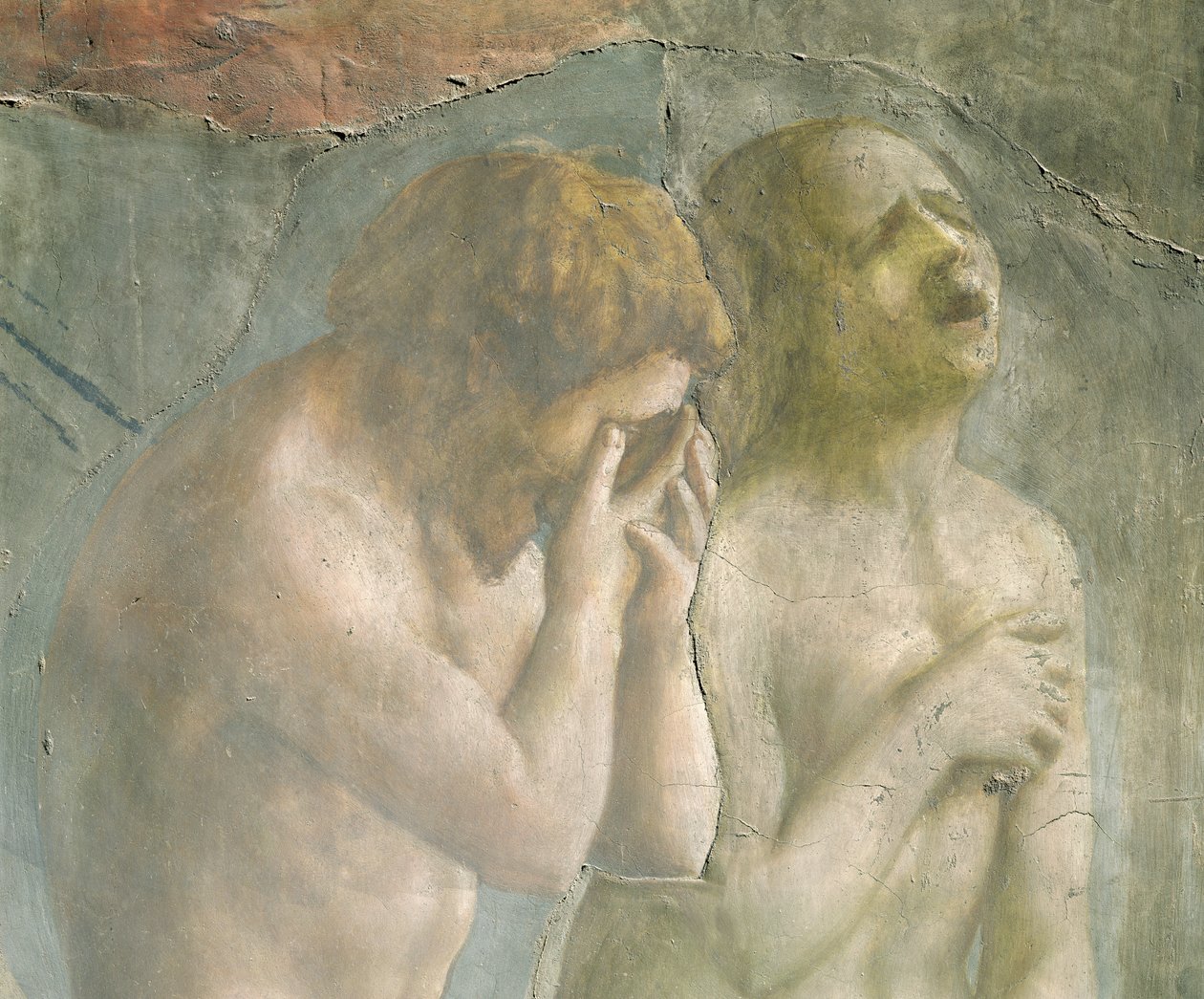 Ádám és Éva száműzve a Paradicsomból, 1427 körül (részlet) (restauráció előtt) (lásd még 63190) alkotó: Tommaso Masaccio
