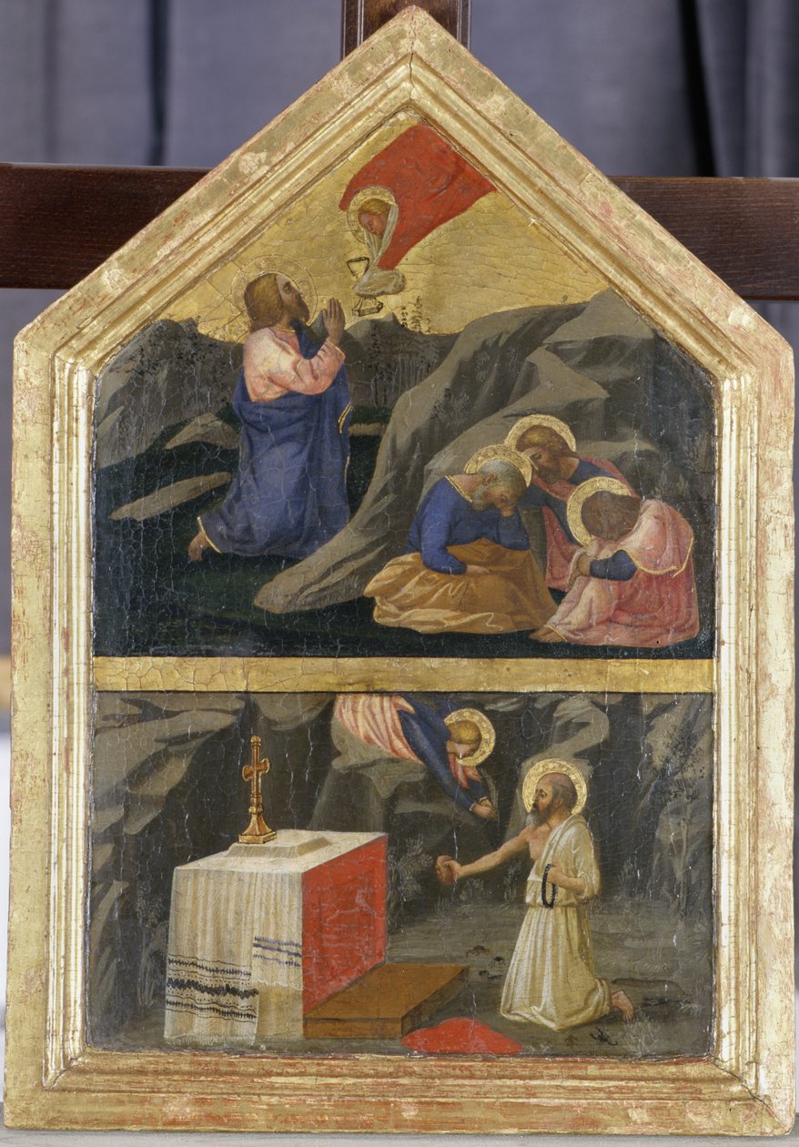 Krisztus a Gecsemáné kertjében és Szent Jeromos (tempera nyárfán) alkotó: Tommaso Masaccio