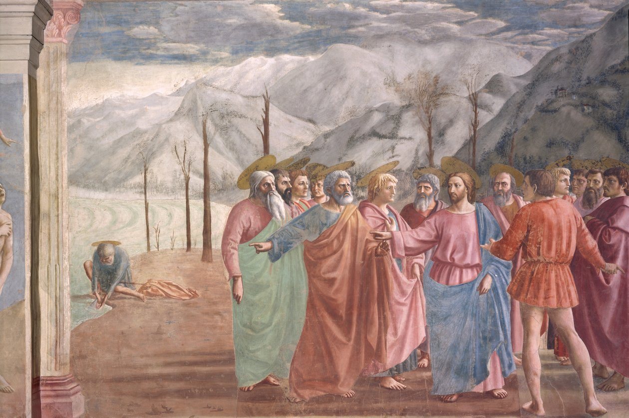 Adománypénz, a Brancacci-kápolnából, 1426 körül (31642 részlet) alkotó: Tommaso Masaccio