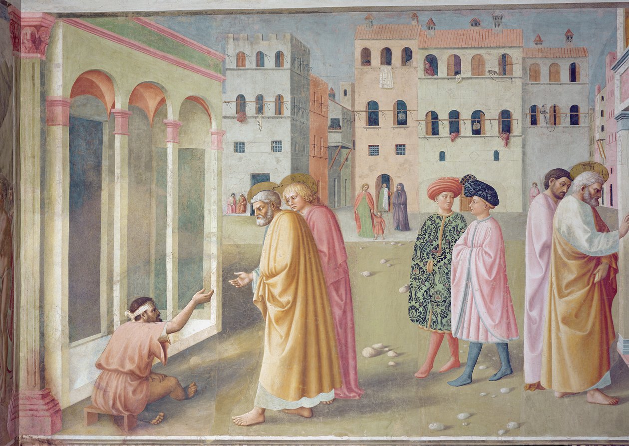 Szent Péter egy nyomorékot gyógyító, 1427 körül (57195 részlet) alkotó: Tommaso Masolino da Panicale