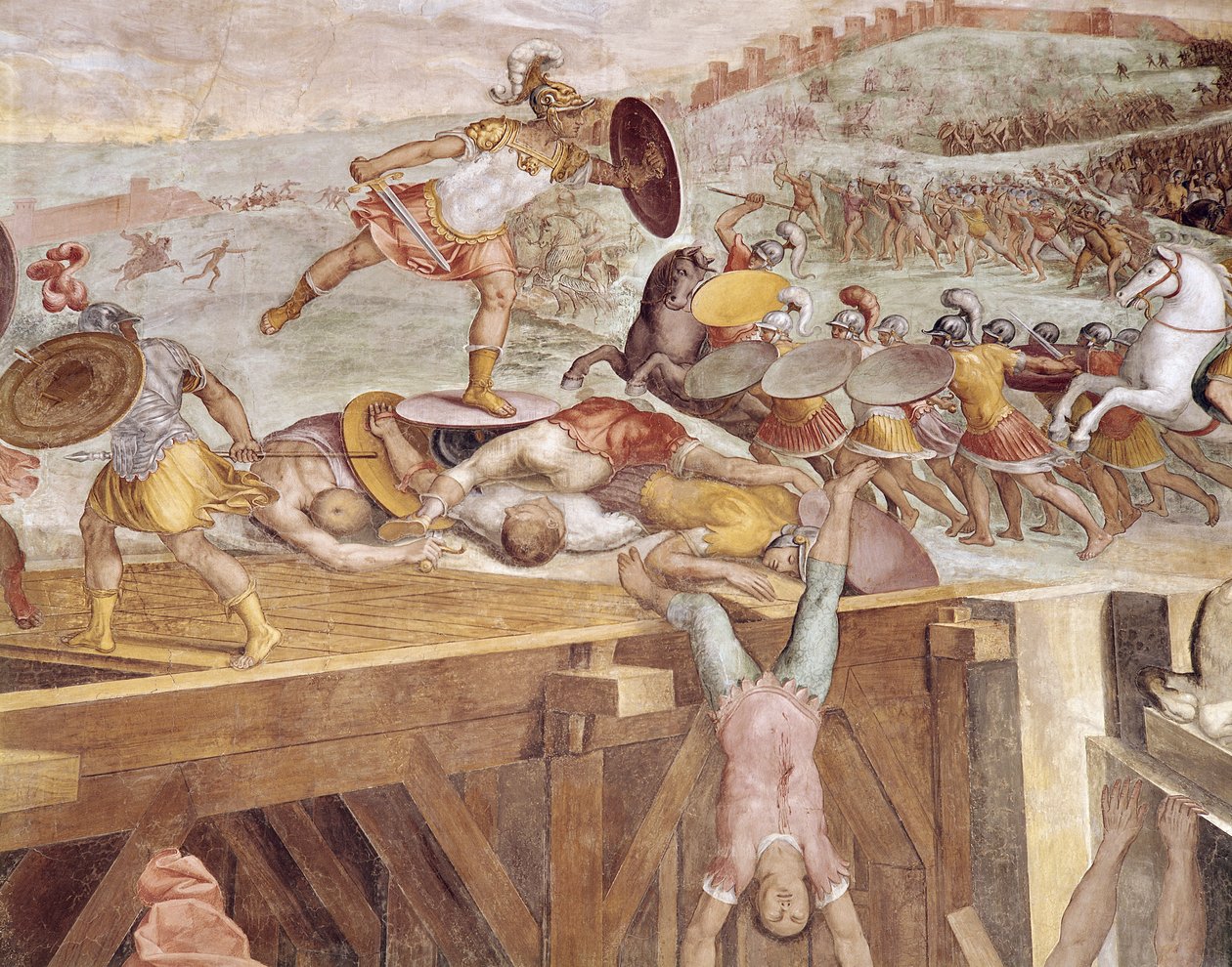 Horatius Cocles a Sublician hídon (falfestmény) alkotó: Tommaso Laureti