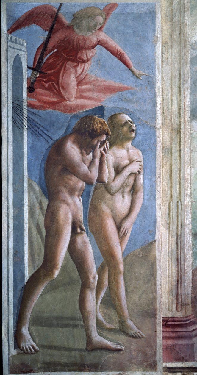 Ádám és Éva a mennyből vadásznak. (freskó alkotó: Tommaso Masaccio