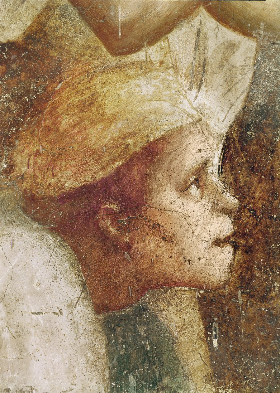 A nyomorék feje, Szent Péter Gyógyító árnyékával, 1427 körül (60321 részlet) alkotó: Tommaso Masaccio