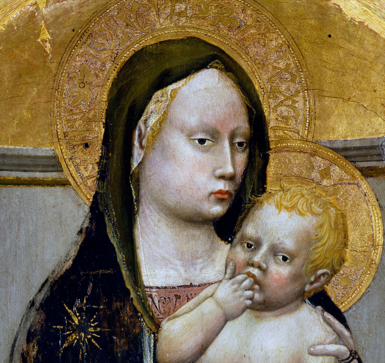 Madonna és gyermeke, részlet a San Giovenale triptichonból alkotó: Tommaso Masaccio