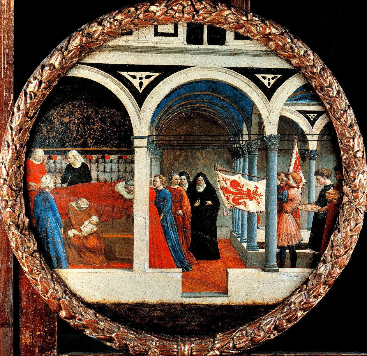 Tommaso Masaccio (1401-1428) betleheme, tempera, vászon, 56 cm átmérő alkotó: Tommaso Masaccio