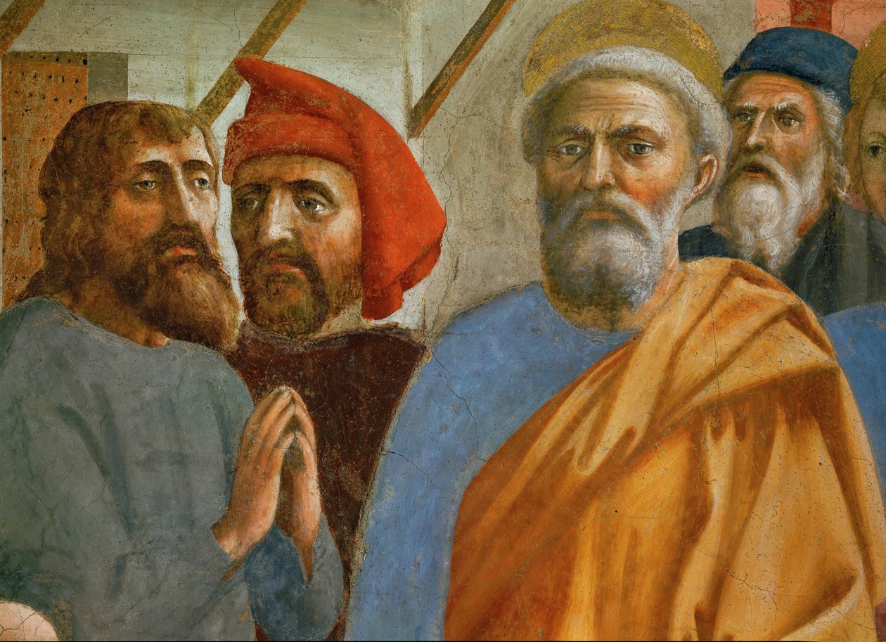 Szent Péter árnyéka a betegre esik ... (falfestmény) alkotó: Tommaso Masaccio