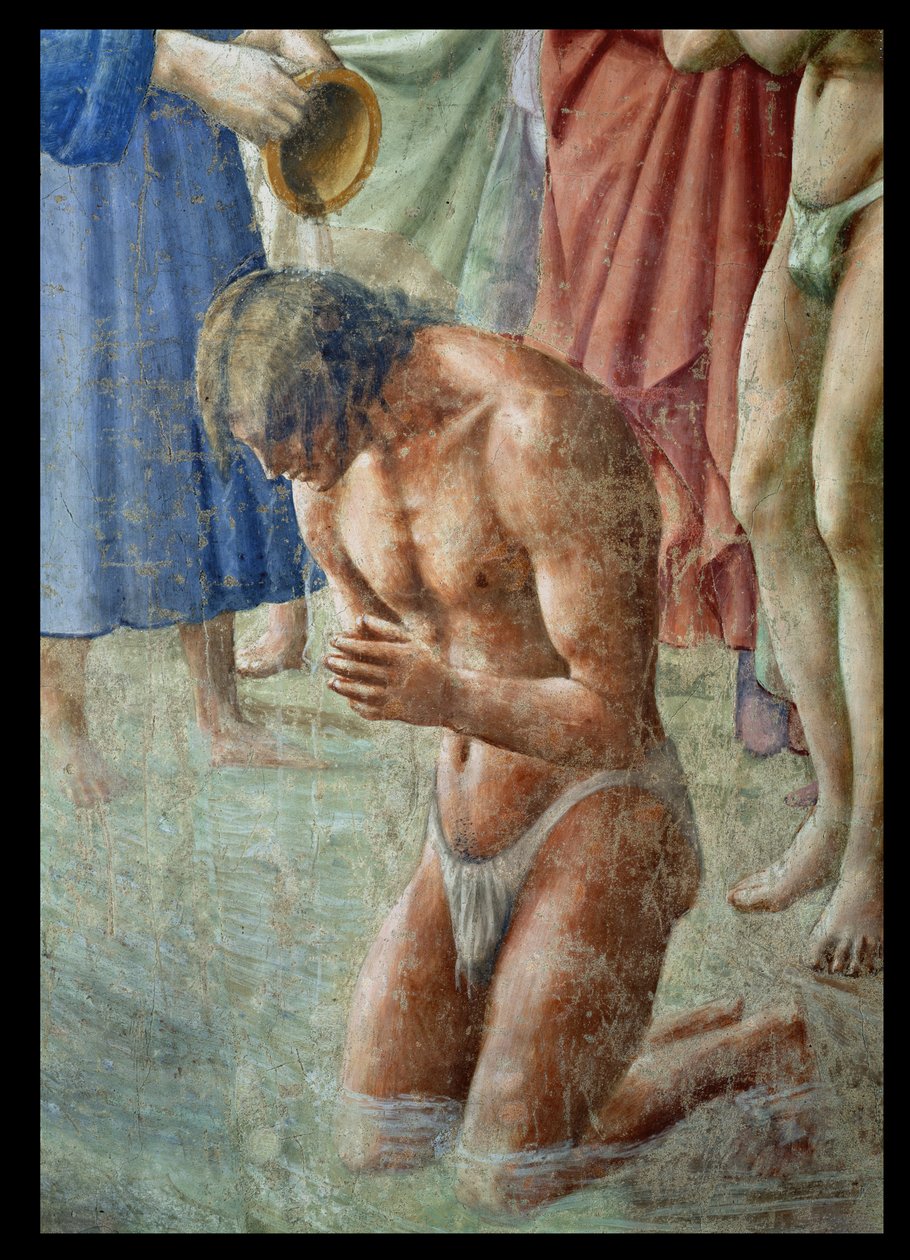 Az újoncokat keresztelő Szent Péter, részlet a neofitaról, 1427 körül freskó lásd még 63311 alkotó: Tommaso Masaccio