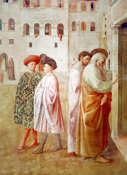 Szent Péter részlete a Tabitha feltámasztásából, 1427 körül (57195 részlet) alkotó: Tommaso Masolino da Panicale