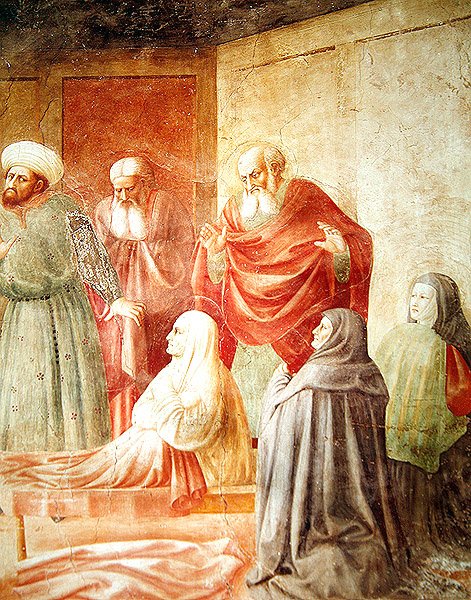 Részlet Tabitharól, Tabitha feltámadásából, 1427 körül alkotó: Tommaso Masolino da Panicale