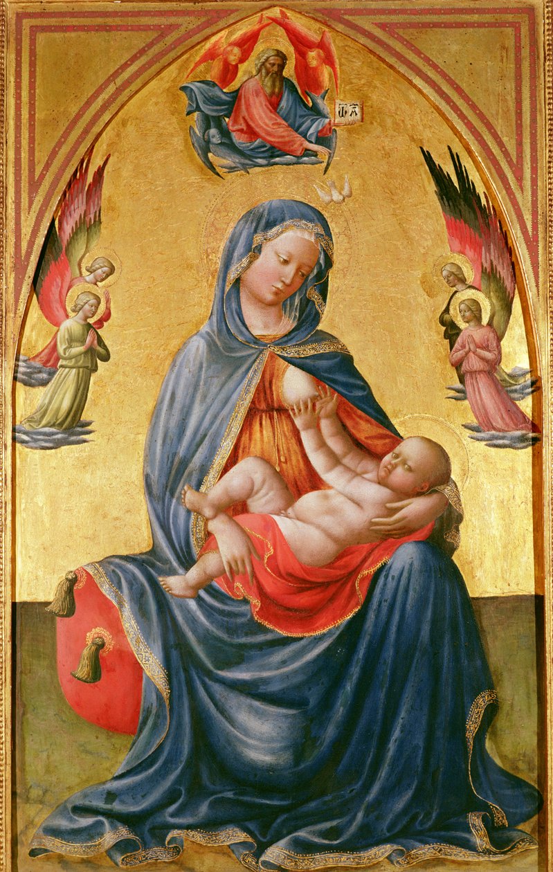 Szűz és gyermek az Atyaistennel, a Szentlélekkel és az angyalokkal alkotó: Tommaso Masolino da Panicale
