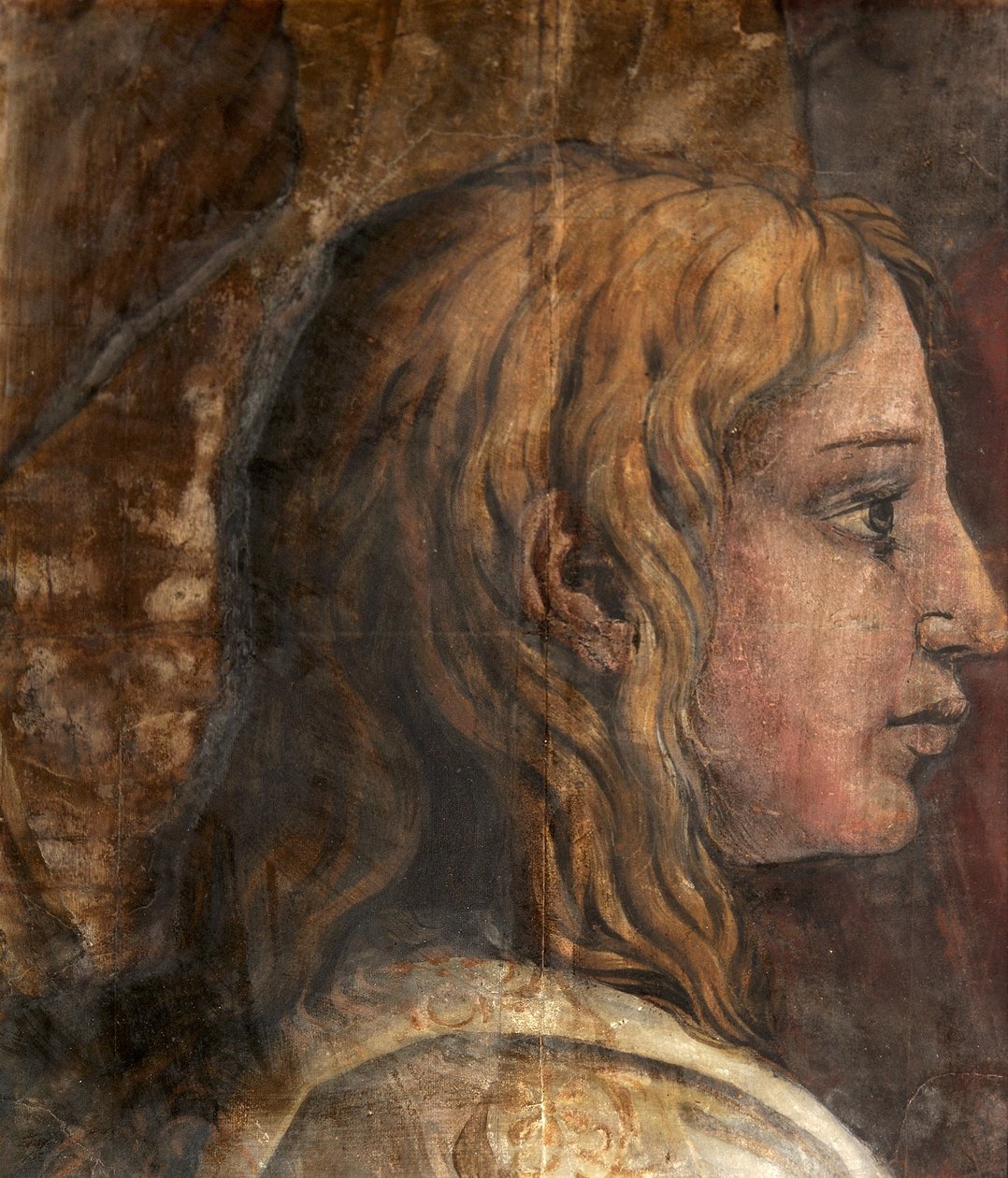 Fej a rajzfilmből a Templomi bemutató faliszőnyegéhez, 1524 körül (olaj és tempera papíron) alkotó: Tommaso Vincidor
